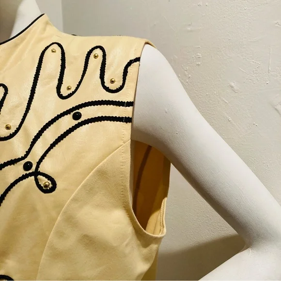 RANCH DIP Vintage 90s Pale Yellow Rodeo Style Zip-up Vest sz M/L - Picture 3 of 8